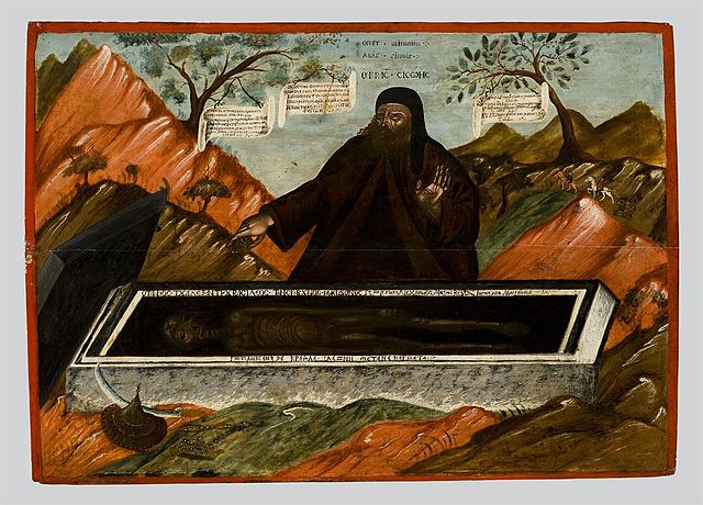 Saint Sisoes facing the tomb of Alexander the Great, Byzantine museum