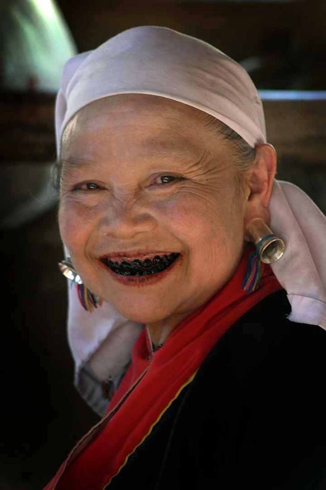 Woman from Thailand Hill Tribes with blackened teeth (c) Steve evans